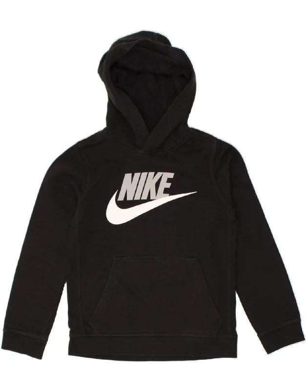 men's hoodie for daily wear -NIKE Boys Graphic Standard Fit Hoodie Jumper 10-11 Years Medium Black