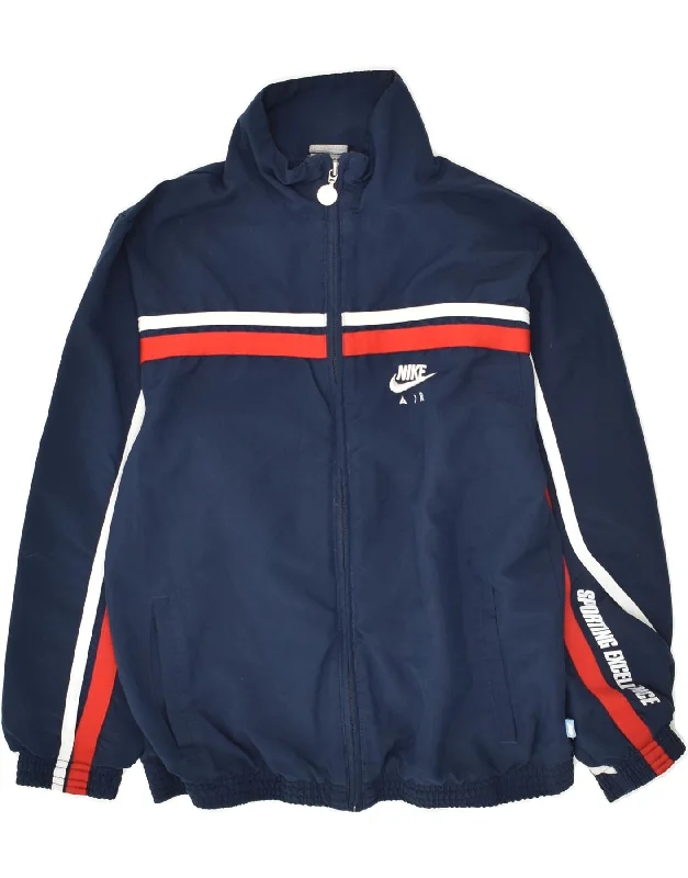 men's wool jackets -NIKE Boys Graphic Tracksuit Top Jacket 10-11 Years Medium Navy Blue