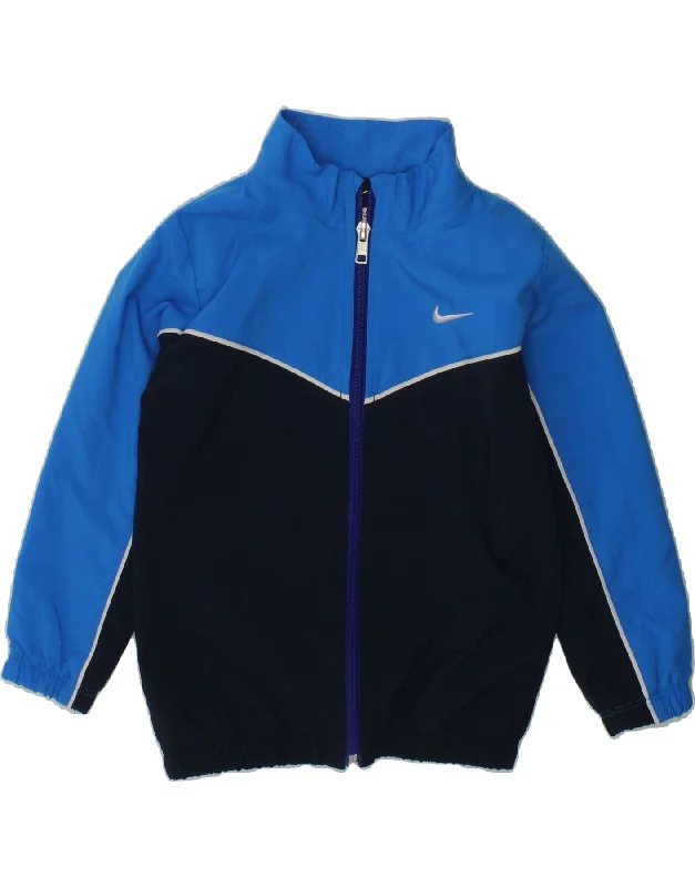 men's sports jackets for work -NIKE Boys Graphic Tracksuit Top Jacket 2-3 Years Navy Blue Colourblock