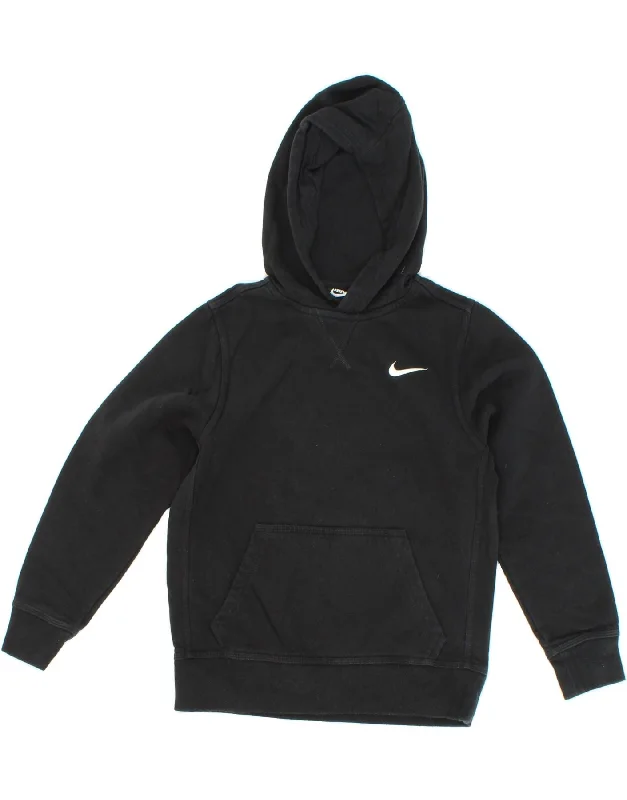 men's hoodie with unique design -NIKE Boys Hoodie Jumper 10-11 Years Medium Black Cotton