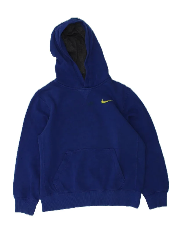 men's fleece hoodies -NIKE Boys Hoodie Jumper 10-11 Years Medium  Blue Cotton