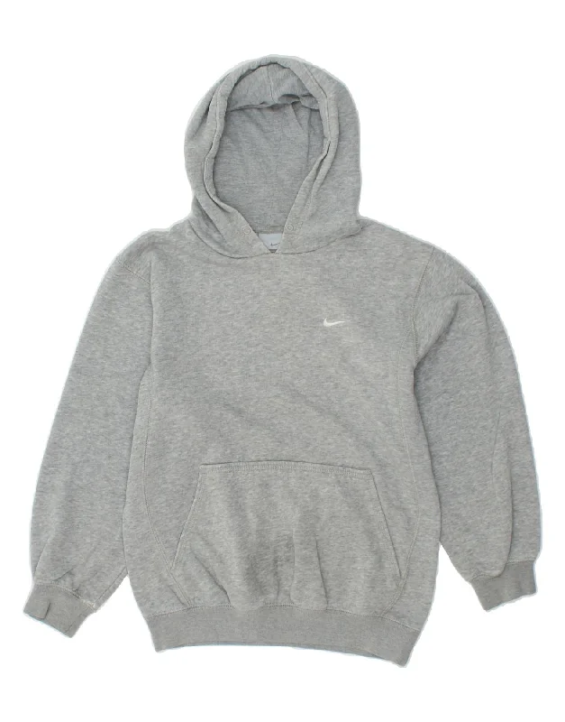 men's lightweight cotton hoodie -NIKE Boys Hoodie Jumper 10-11 Years Medium Grey Cotton