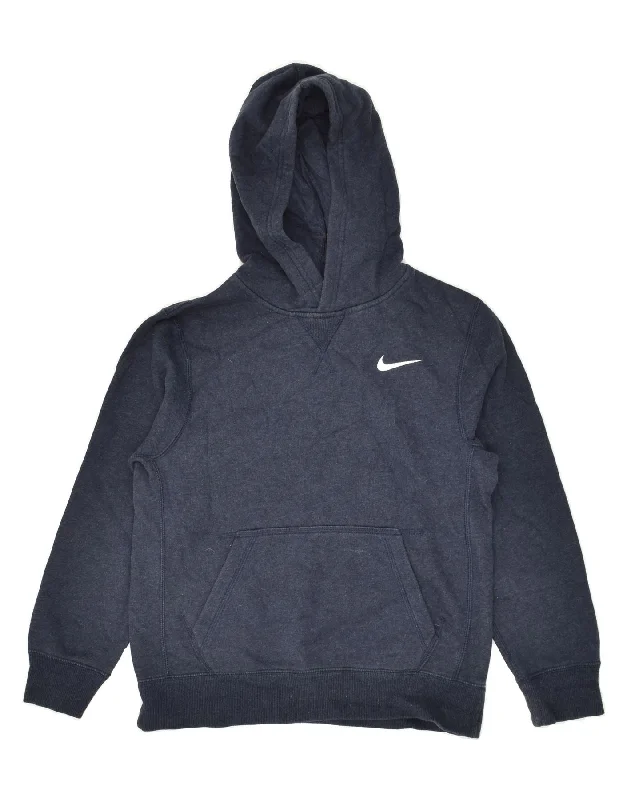 men's cozy hoodies -NIKE Boys Hoodie Jumper 10-11 Years Medium Navy Blue Cotton