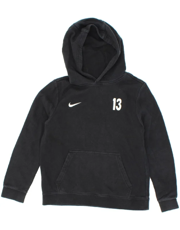 men's workout sweatshirt hoodies -NIKE Boys Hoodie Jumper 12-13 Years Large Black Cotton