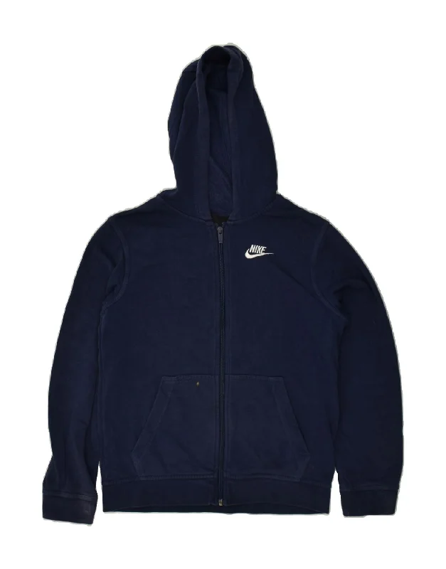 men's oversized sweatshirt hoodies -NIKE Boys Hoodie Jumper 12-13 Years Large Navy Blue Cotton