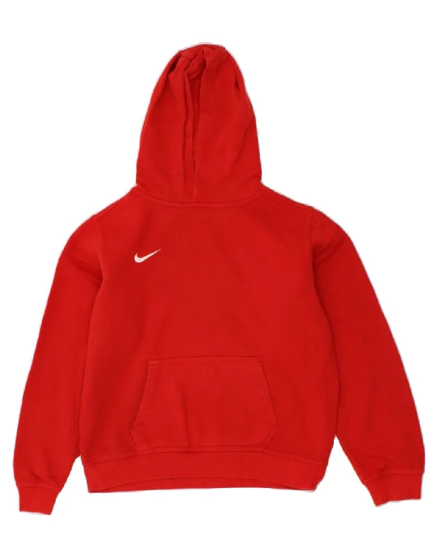 men's pullover hoodies -NIKE Boys Hoodie Jumper 12-13 Years Large Red Cotton