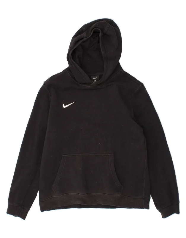 men's long sleeve hoodie -NIKE Boys Hoodie Jumper 13-14 Years XL Black