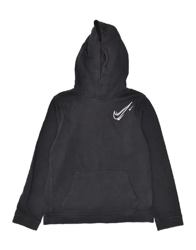 men's graphic print hoodies -NIKE Boys Hoodie Jumper 15-16 Years XL  Black Cotton