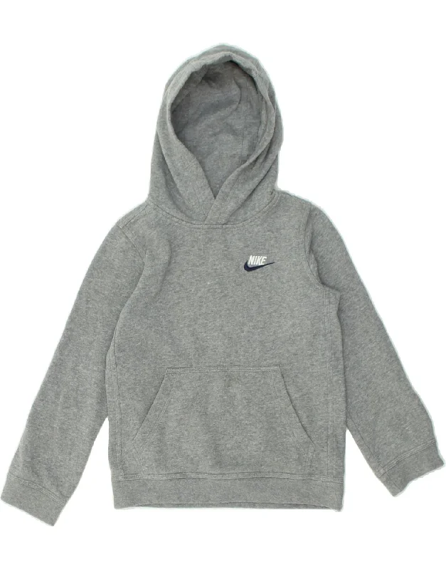 men's hoodies for winter -NIKE Boys Hoodie Jumper 8-9 Years Small Grey Cotton