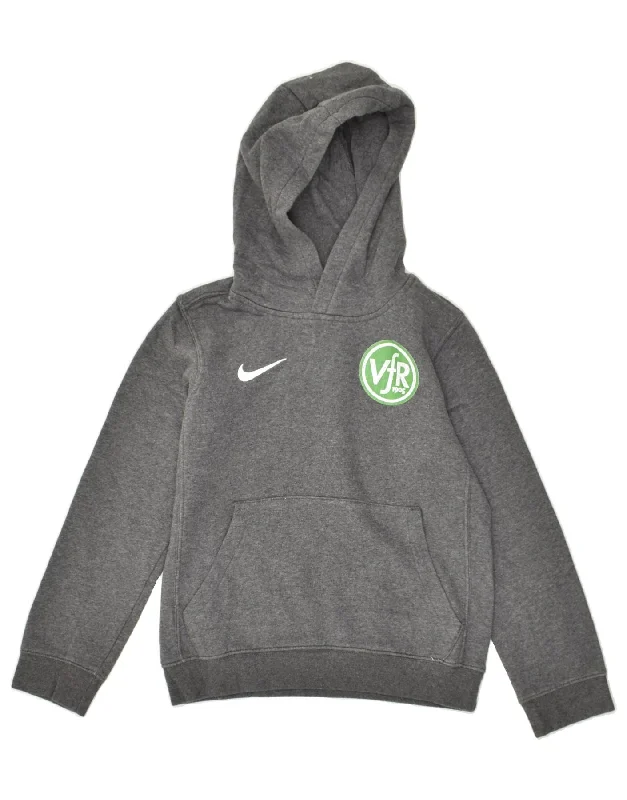 men's comfortable sweatshirts -NIKE Boys Hoodie Jumper 8-9 Years Small Grey Cotton