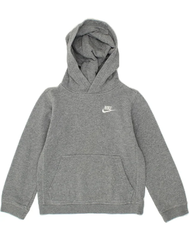 men's pullover hoodie for winter -NIKE Boys Hoodie Jumper 8-9 Years Small Grey Cotton