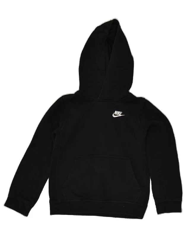 men's warm hoodies -NIKE Boys Standard Fit Hoodie Jumper 8-9 Years Small  Black Cotton