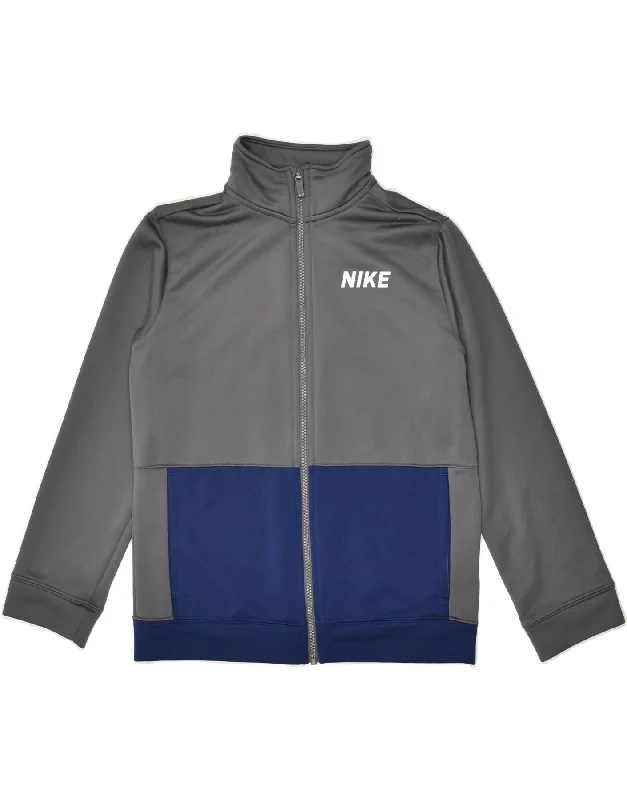 men's lightweight puffer jackets -NIKE Boys Tracksuit Top Jacket 10-11 Years Medium  Grey Colourblock