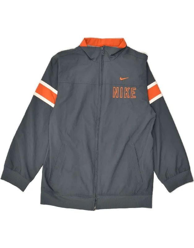 men's slim-fit jackets -NIKE Boys Tracksuit Top Jacket 10-11 Years Medium Grey Polyester