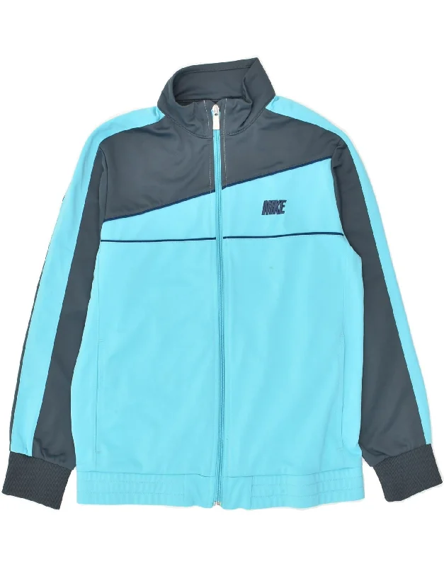 men's fleece-lined jackets -NIKE Boys Tracksuit Top Jacket 12-13 Years Large  Blue Colourblock