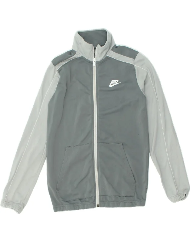 men's insulated jackets -NIKE Boys Tracksuit Top Jacket 14-15 Years Large Grey Colourblock