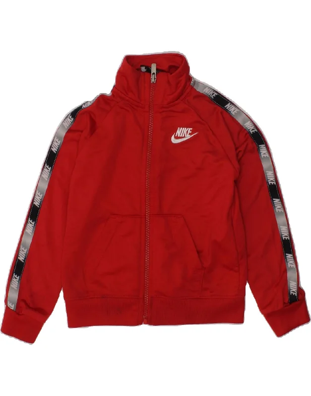 men's work jackets -NIKE Boys Tracksuit Top Jacket 2-3 Years Red Polyester