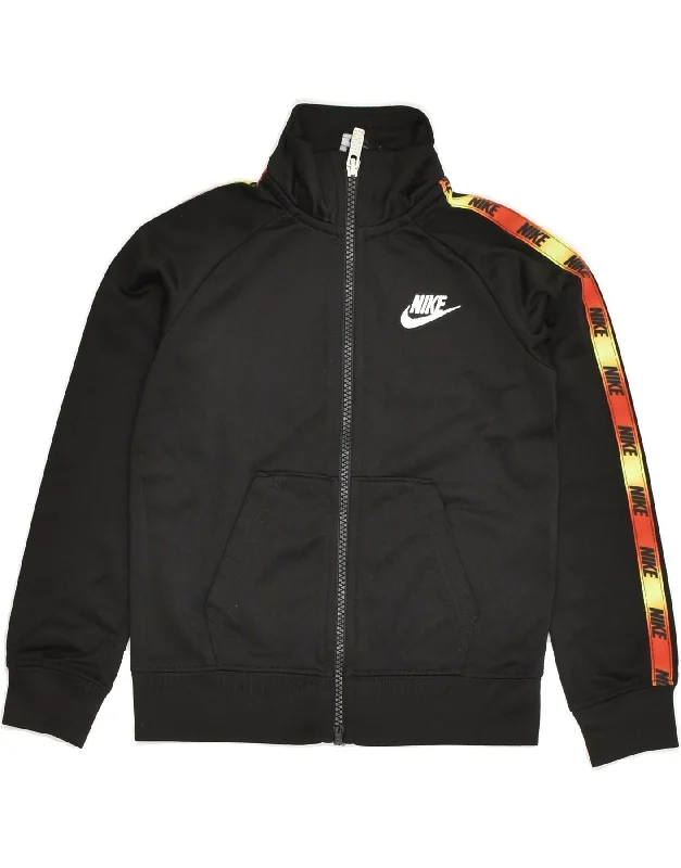 men's parka jackets with fur -NIKE Boys Tracksuit Top Jacket 3-4 Years XS Black Polyester