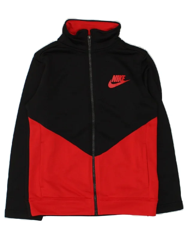 men's heavy-duty jackets for winter -NIKE Boys Tracksuit Top Jacket 8-9 Years Small Black Colourblock Polyester