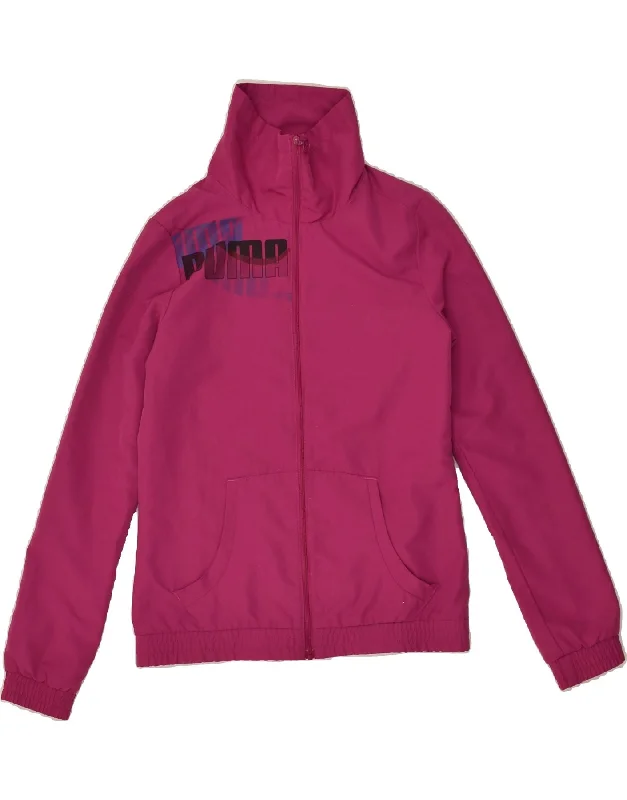 men's lightweight outdoor jackets -NIKE Girls Graphic Tracksuit Top Jacket 11-12 Years Pink Polyester