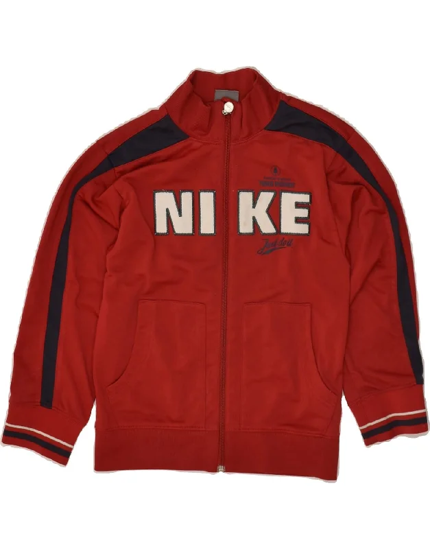 men's fashionable winter jackets -NIKE Girls Graphic Tracksuit Top Jacket 6-7 Years Large Red Striped