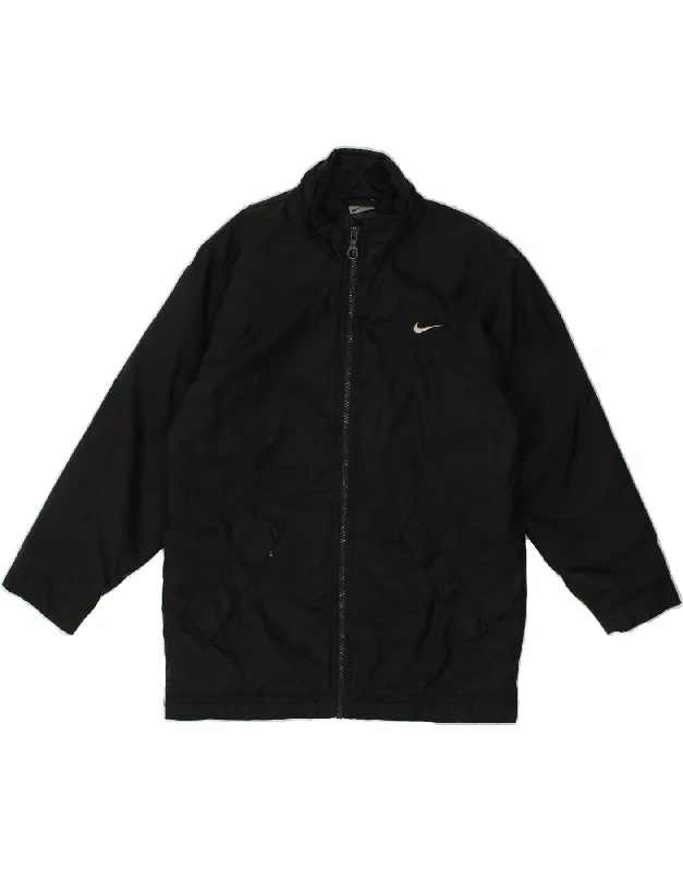 men's softshell jackets -NIKE Girls Graphic Windbreaker Jacket 9-10 Years Small  Black Nylon