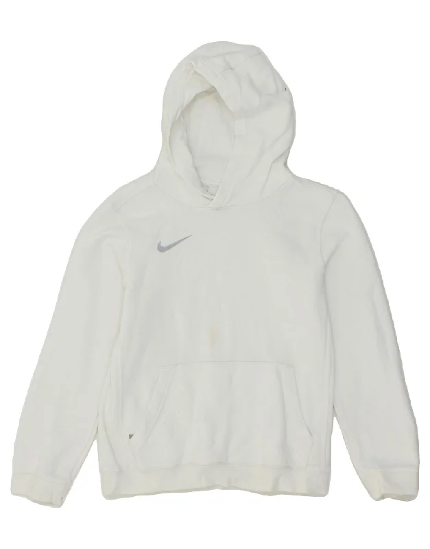 men's pullover hoodie with pockets -NIKE Girls Hoodie Jumper 10-11 Years Medium White Cotton