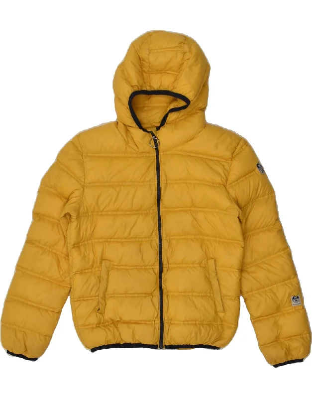 men's jacket with hoodie -NORTH SAILS Boys Hooded Padded Jacket 11-12 Years Yellow Polyamide