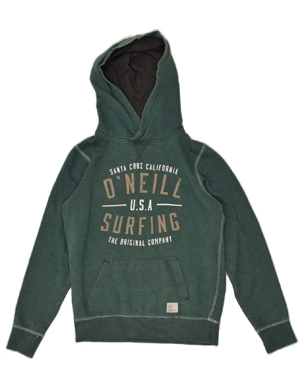 men's comfortable casual hoodies -O'NEILL Boys Graphic Hoodie Jumper 13-14 Years Green Cotton