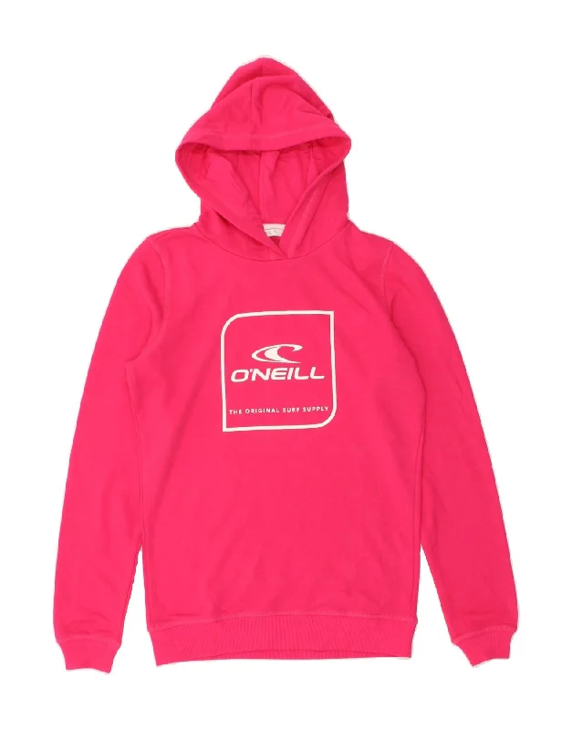 men's warm winter hoodies -O'NEILL Girls Graphic Hoodie Jumper 15-16 Years Pink Cotton