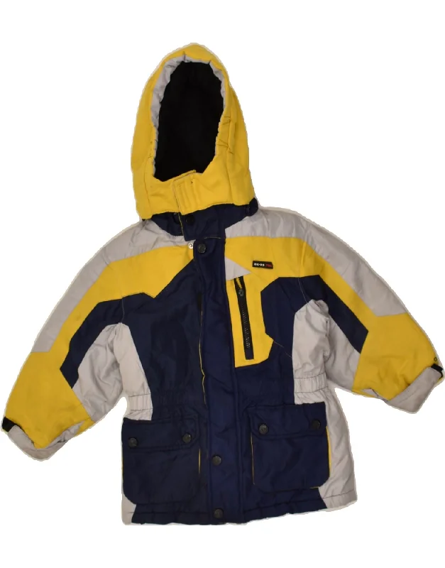 men's warm parkas for winter -OSH KOSH Boys Hooded Padded Jacket 3-4 Years Small  Navy Blue Colourblock