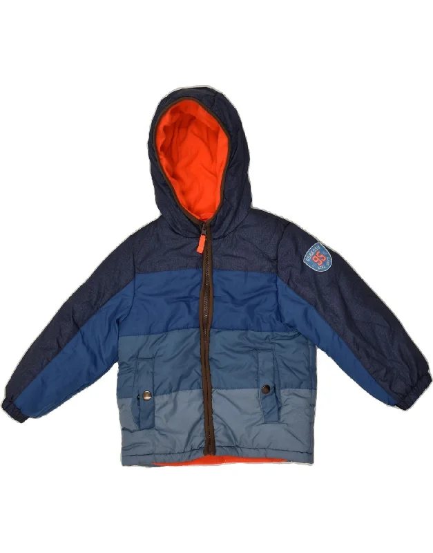 men's heavy-duty jackets for winter -OSH KOSH Boys Hooded Padded Jacket 5-6 Years Blue Colourblock Polyester