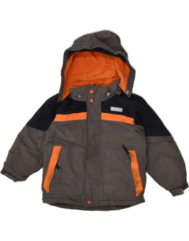 men's rainproof jackets for hiking -OSH KOSH Boys Hooded Windbreaker Jacket 3-4 Years Grey Colourblock