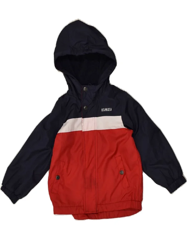 men's sports jackets for work -OSH KOSH Boys Hooded Windbreaker Jacket 3-4 Years Red Colourblock