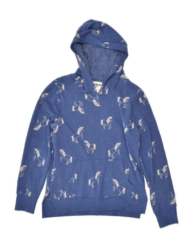 men's hoodie for fall season -OSH KOSH Girls Graphic Hoodie Jumper 13-14 Years Navy Blue Animal Print