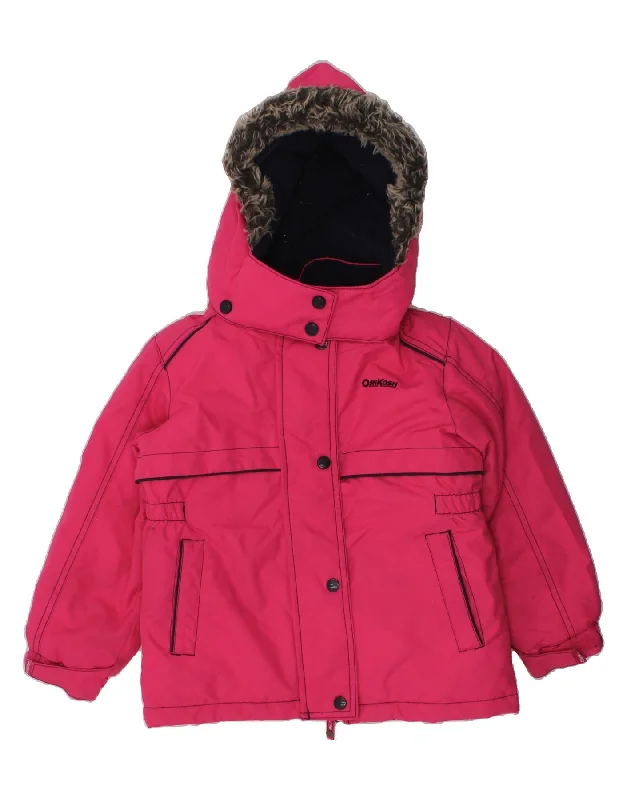 men's custom jackets -OSH KOSH Girls Hooded Padded Jacket 3-4 Years Pink Polyester