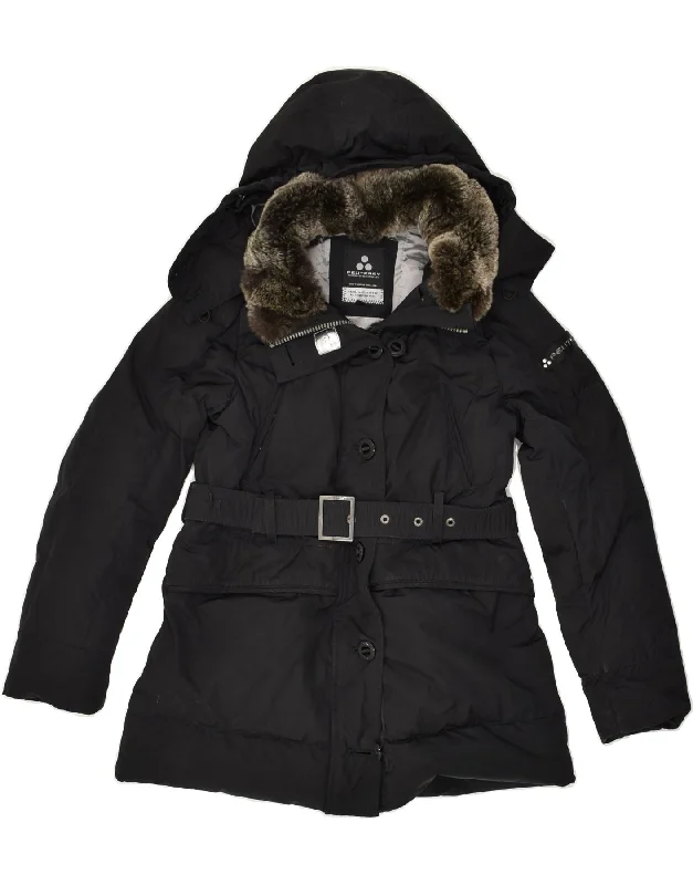 men's wool jackets -PEUTEREY Girls Hooded Padded Jacket 12-13 Years Large Black Nylon