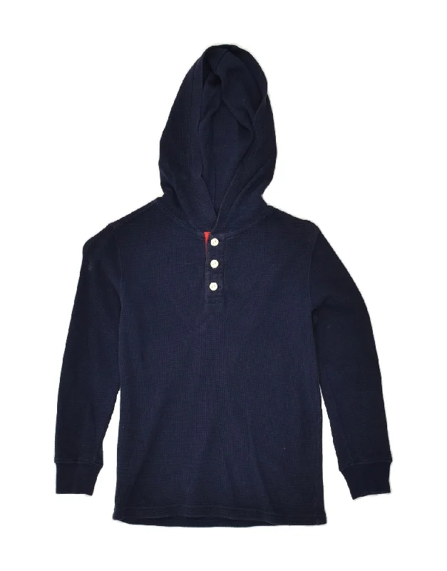 men's zip-up hoodies for winter -POLO RALPH LAUREN Boys Button Neck Hoodie Jumper 6-7 Years Navy Blue