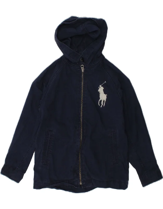 men's stylish jackets for winter -POLO RALPH LAUREN Boys Hooded Bomber Jacket 4-5 Years Navy Blue Cotton