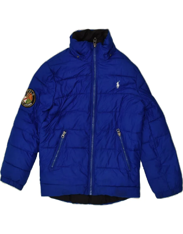 men's insulated jackets for snow -POLO RALPH LAUREN Boys Padded Jacket 7-8 Years Small Navy Blue Polyester