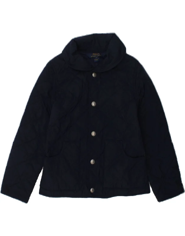 men's casual jackets -POLO RALPH LAUREN Boys Quilted Jacket 5-6 Years Navy Blue Polyester