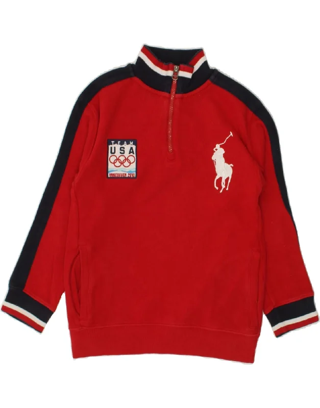 men's comfortable sweatshirts -POLO RALPH LAUREN Boys USA Vancouver 2010 Sweatshirt Jumper 7-8 Years Red