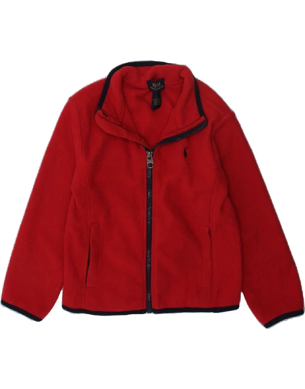 men's parkas -POLO RALPH LAUREN Girls Fleece Jacket 4-5 Years Red Polyester