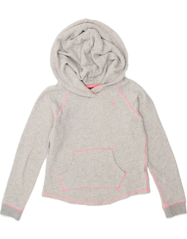 men's hoodie for fall season -POLO RALPH LAUREN Girls Hoodie Jumper 8-9 Years Medium  Grey Cotton