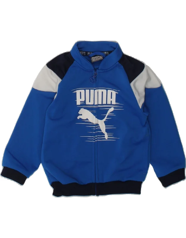 men's formal jackets -PUMA Baby Boys Graphic Tracksuit Top Jacket 6-9 Months Blue Polyester