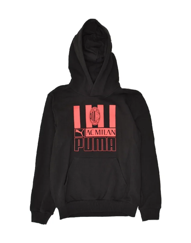 men's oversized hoodie sweatshirt -PUMA Boys AC Milan Graphic Hoodie Jumper 11-12 Years Black Cotton