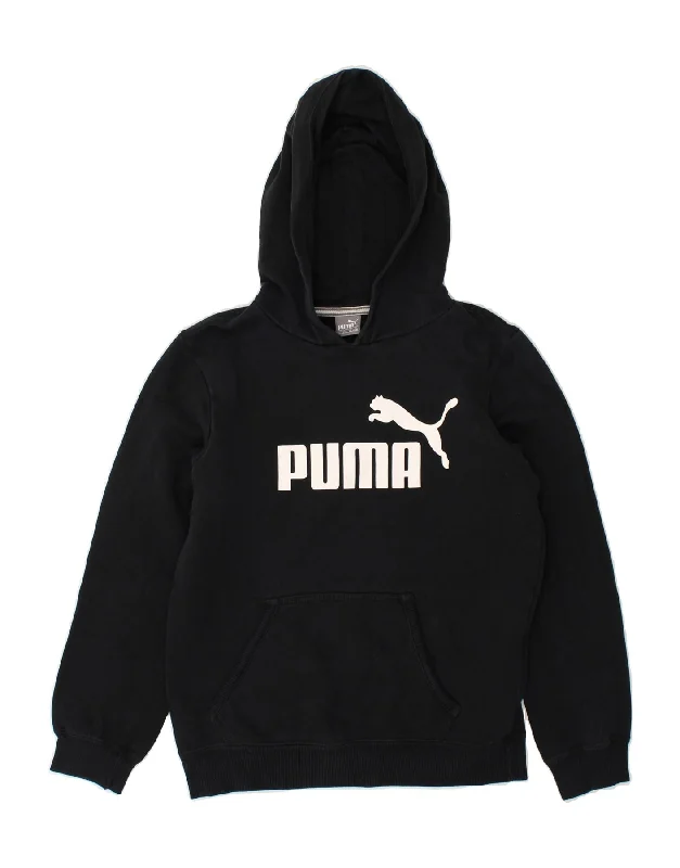 men's printed hoodies -PUMA Boys Graphic Hoodie Jumper 11-12 Years Black