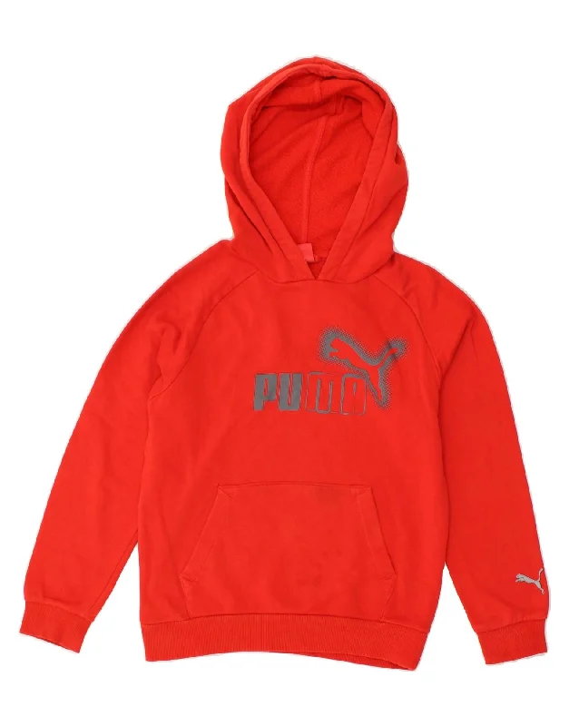 men's streetwear hoodies -PUMA Boys Graphic Hoodie Jumper 12-13 Years Red Cotton