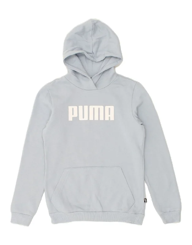 men's comfortable casual hoodies -PUMA Boys Graphic Hoodie Jumper 13-14 Years Blue Cotton