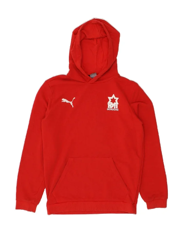 men's hoodie for winter sports -PUMA Boys Graphic Hoodie Jumper 13-14 Years Red Cotton